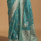 Ocean Blue Georgette Silk Banarasi Saree