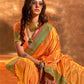 Turmeric Yellow Satin Silk Saree With Zari Motifs