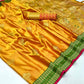 Turmeric Yellow Satin Silk Saree With Zari Motifs