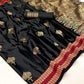 Shiny Black Satin Silk Saree With Zari Motifs