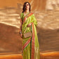 Parrot Green Satin Silk Saree With Zari Motifs