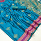 Sky Blue Satin Silk Saree With Zari Motifs