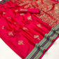 Hot Pink Satin Silk Saree With Zari Motifs