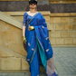 Peacock Blue Satin Silk Saree