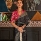 Admiral Black Soft Silk Saree With Brocade Blouse