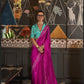 Hot Pink Soft Silk Saree With Brocade Blouse