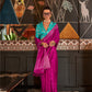 Hot Pink Soft Silk Saree With Brocade Blouse