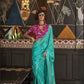 Turquoise Green Soft Silk Saree With Brocade Blouse