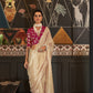 Butter Cream Soft Silk Saree With Brocade Blouse