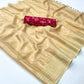 Butter Cream Soft Silk Saree With Brocade Blouse