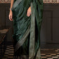 Pine Green Soft Silk Saree With Brocade Blouse