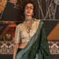 Pine Green Soft Silk Saree With Brocade Blouse