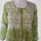 Aashna Light Green Petals Printed Mulmul Cotton Chikankari Gown With Dori