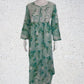 Aashna Sea Green Floral Printed Mulmul Cotton Chikankari Gown