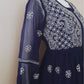 Adila Navy Blue Short Georgette Chikankari Kurti With Bell Sleeves