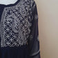 Adila Navy Blue Short Georgette Chikankari Kurti With Bell Sleeves