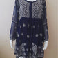 Adila Navy Blue Short Georgette Chikankari Kurti With Bell Sleeves