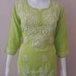 Aiza Parrot Green Soft Modal Handcrafted Short Chikankari Kurti