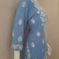 Aiza Powder Blue Soft Modal Handcrafted Short Chikankari Kurti