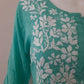 Aiza Seagreen Soft Modal Handcrafted Short Chikankari Kurti