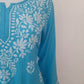 Aiza Sky Blue Soft Modal Handcrafted Short Chikankari Kurti