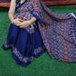 Indigo & Red Ajrakh Cotton Mulmul Saree