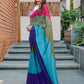 Bright Color Block Soft Organza Designer Saree