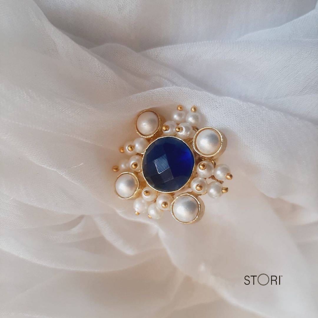 Alvira Pearls & Stone Finger Ring