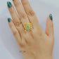 Amazonite Raw Stone Rose Pattern Finger Ring