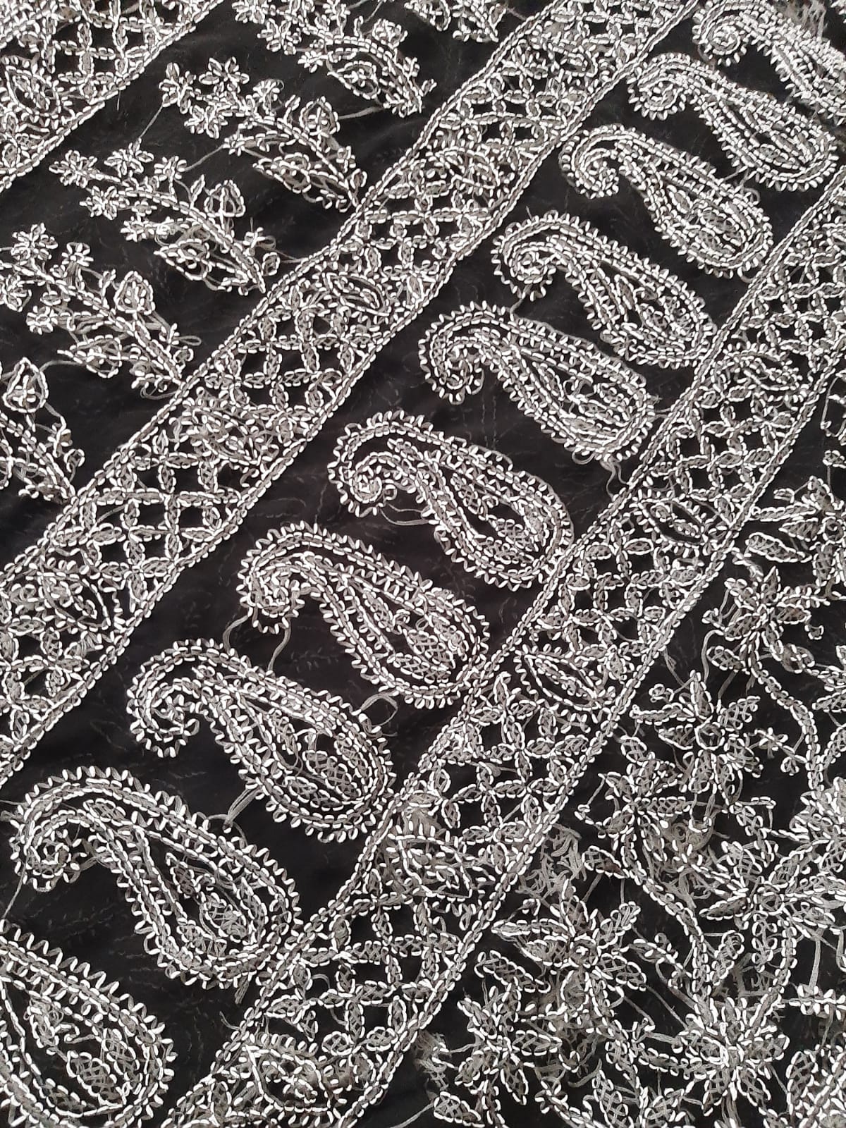 Black Noor Full Jaal Hand Embroidered Lucknowi Chikankari Saree