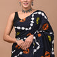 Black Tie-n-Dye Handloom Cotton Mulmul Saree