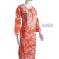 Bloom Bright Orange Printed Mulmul Cotton Chikankari Kurti