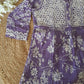 Bloom Printed Purple Cotton Mulmul Chikankari Short Kurti With Dori