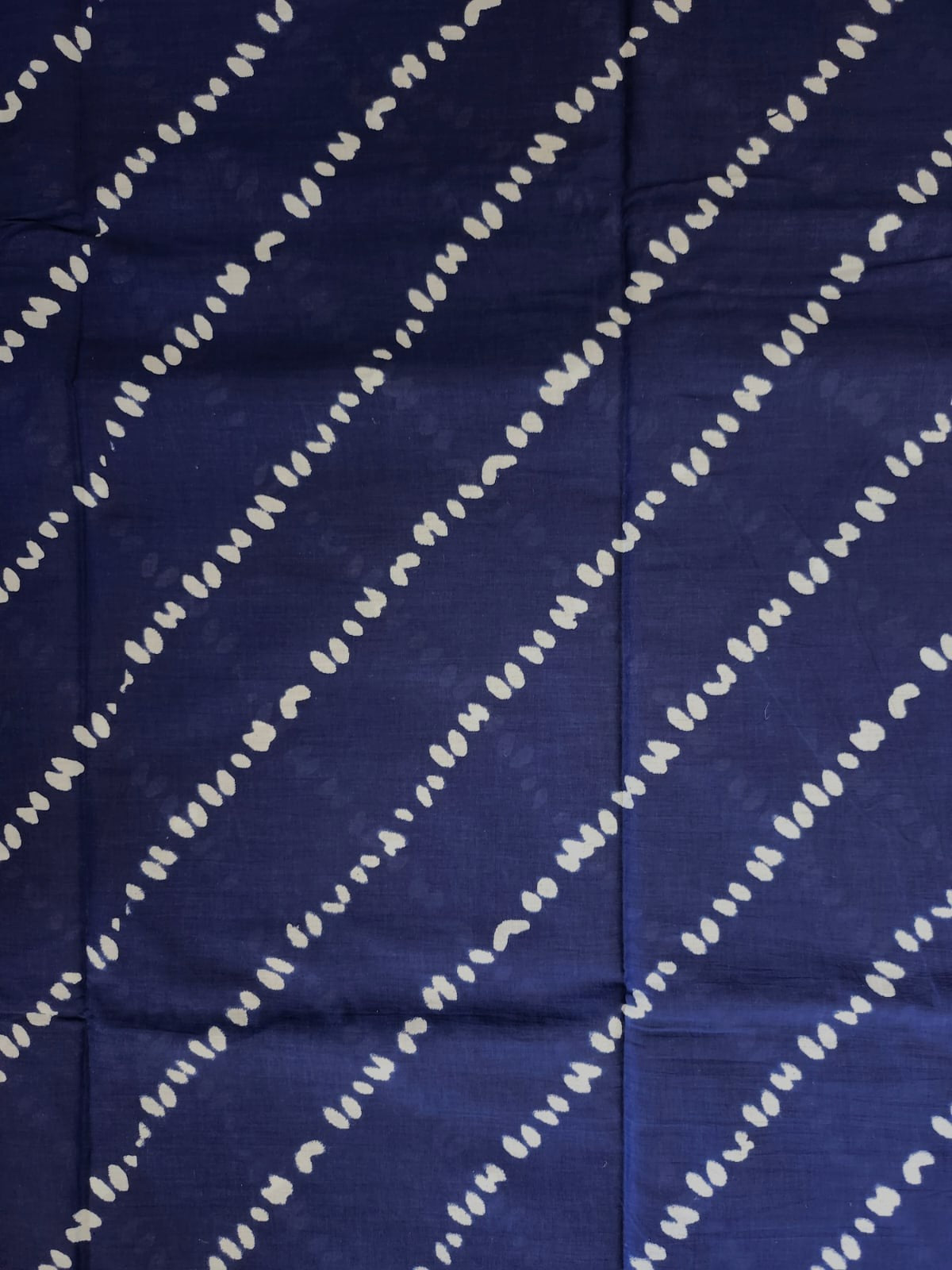 Indigo Blue Tie-N-Dye Printed Handloom Cotton Mulmul Saree