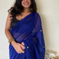 Blue Handloom Cotton Saree With Sequins