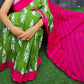 Fresh Green & Pink Cotton Mulmul Saree