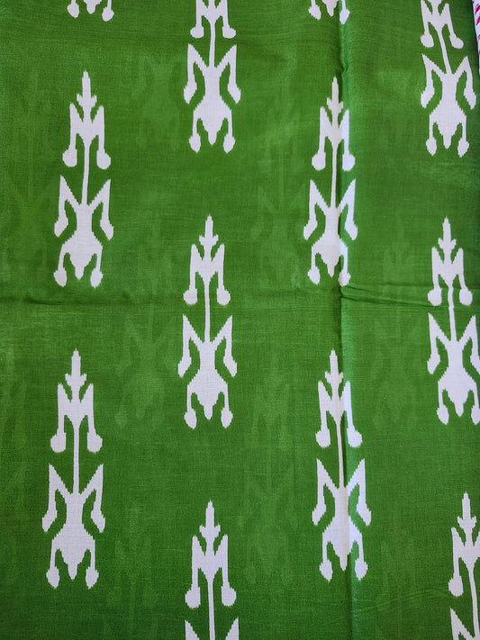 Fresh Green & Pink Cotton Mulmul Saree