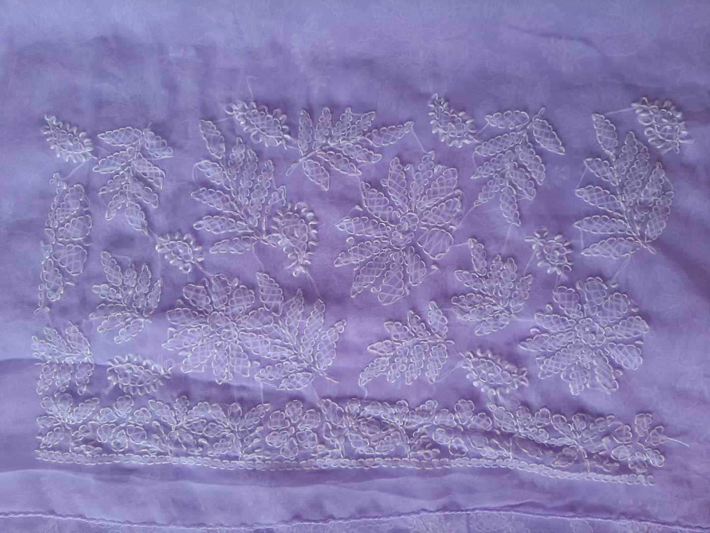 Lavendar Noor Full Jaal Hand Embroidered Lucknowi Chikankari Saree