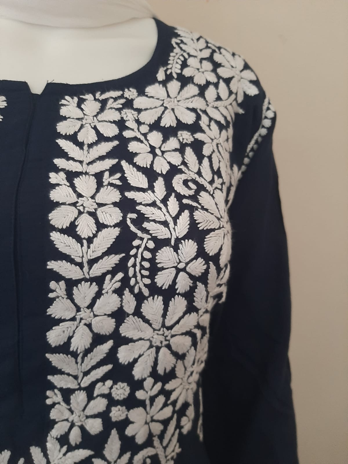 Kaaya Navy Blue Modal Chikankari Kurti