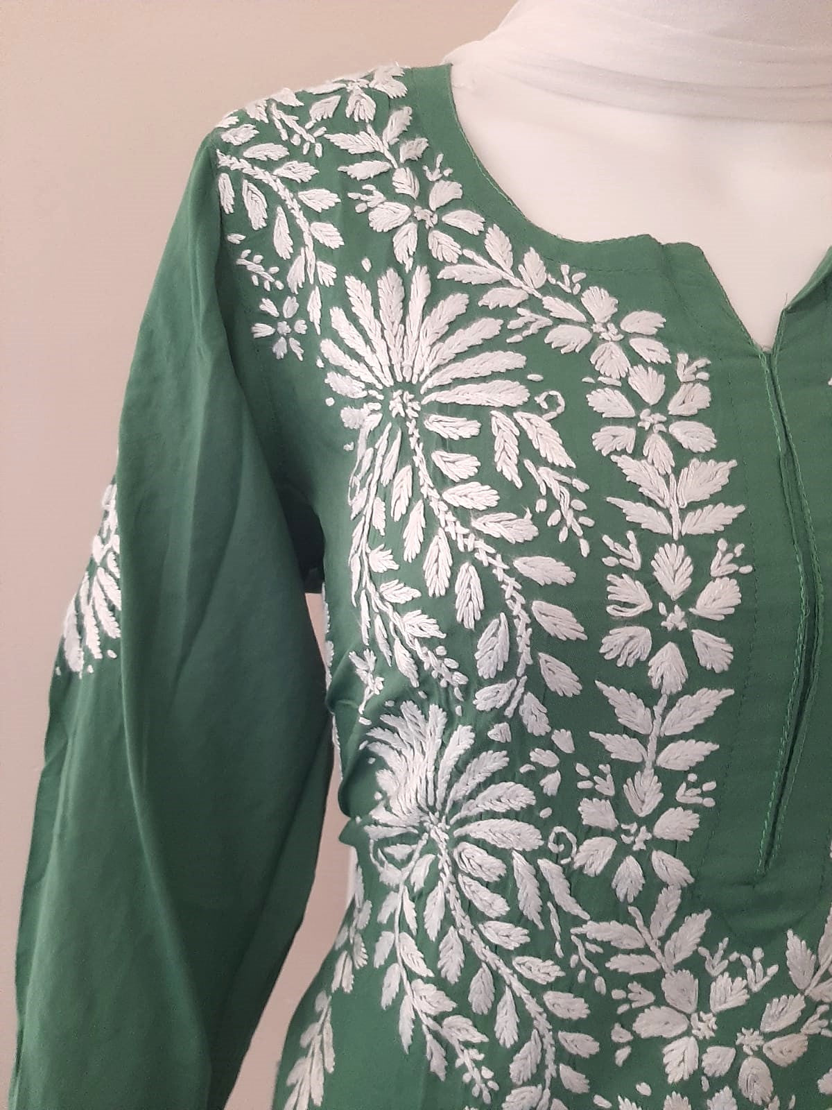 Kaaya Rama Green Modal Chikankari Kurti