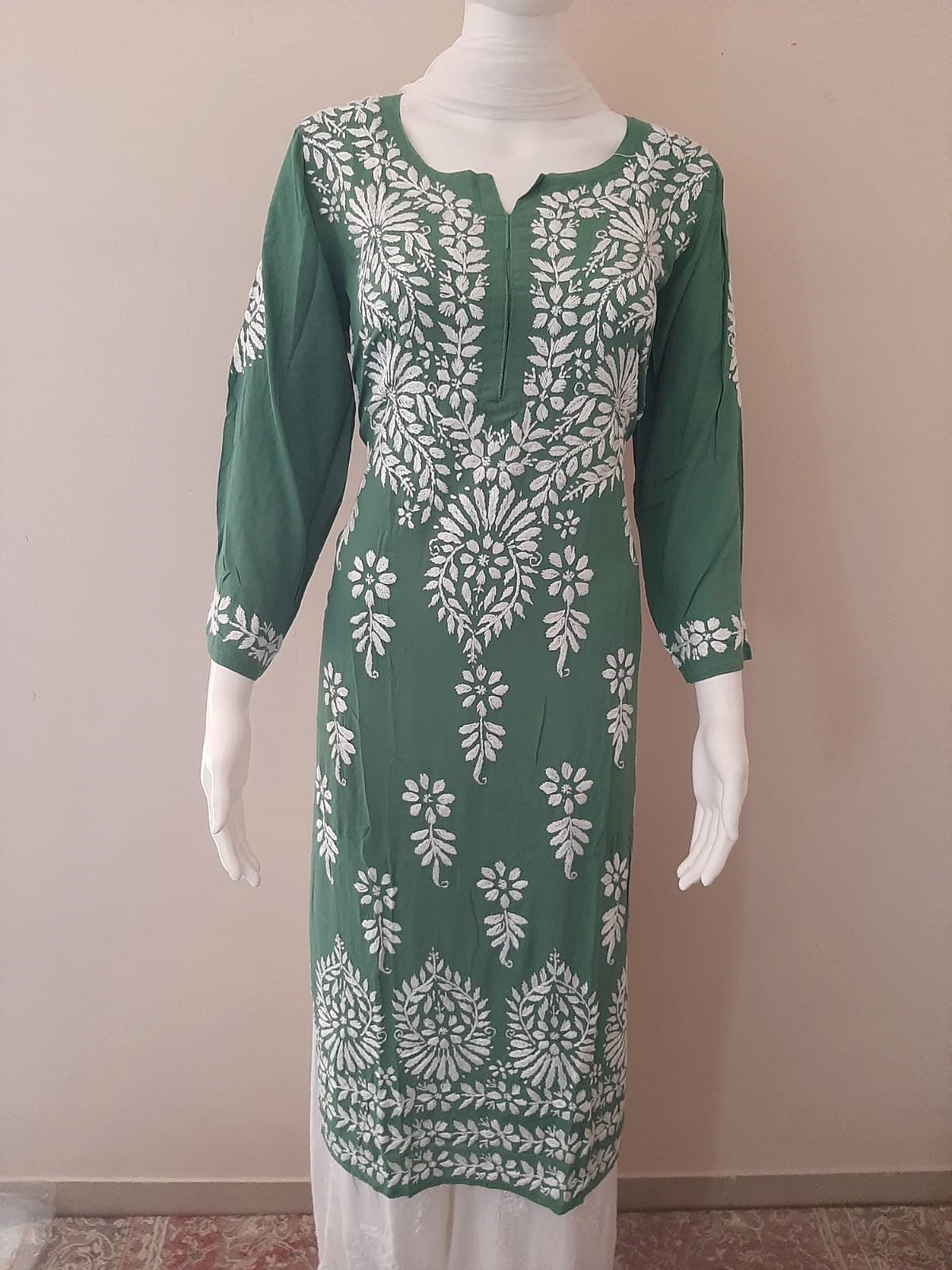 Kaaya Rama Green Modal Chikankari Kurti