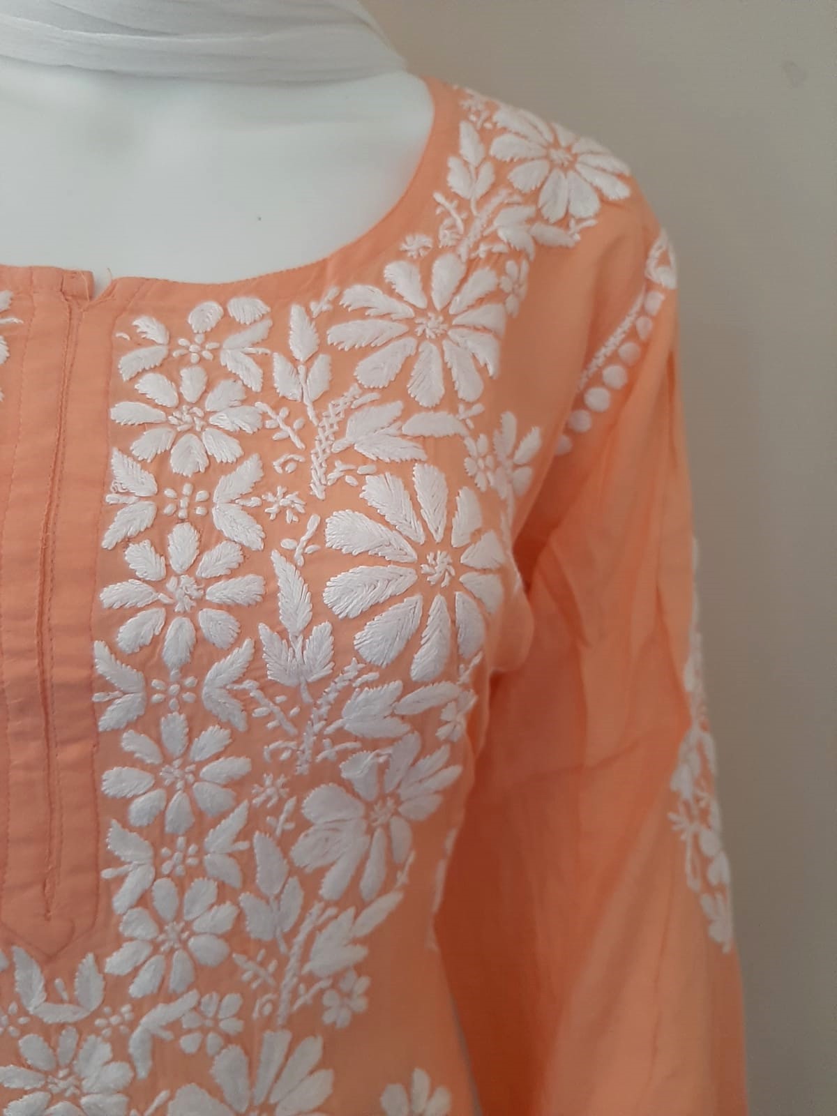 Kaaya Peach Modal Chikankari Kurti