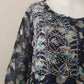 Blue Printed Floral Georgette Short Chikankari Kurti With Dori