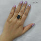 Aarya Rectangle Glossy Stone Clawed Finger Ring