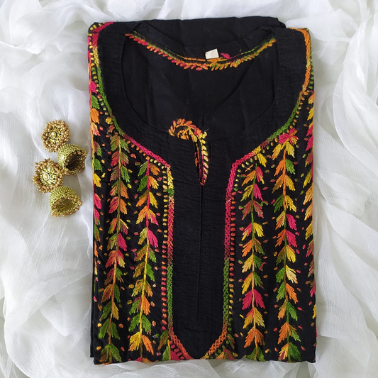 Nihaar Black Pure Cotton Multithread Chikankari Kurti