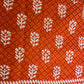 Deep Orange Floral Printed Cotton Mulmul Saree