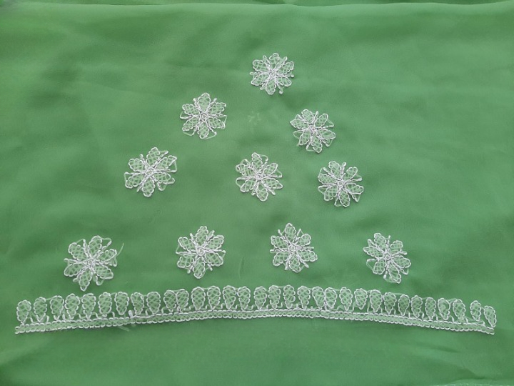 Fern Green Surya Hand Embroidered Lucknowi Chikankari Saree