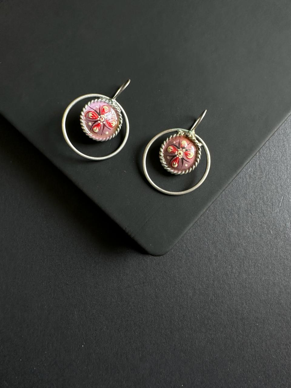 Abhitha Enameled Hook Earrings