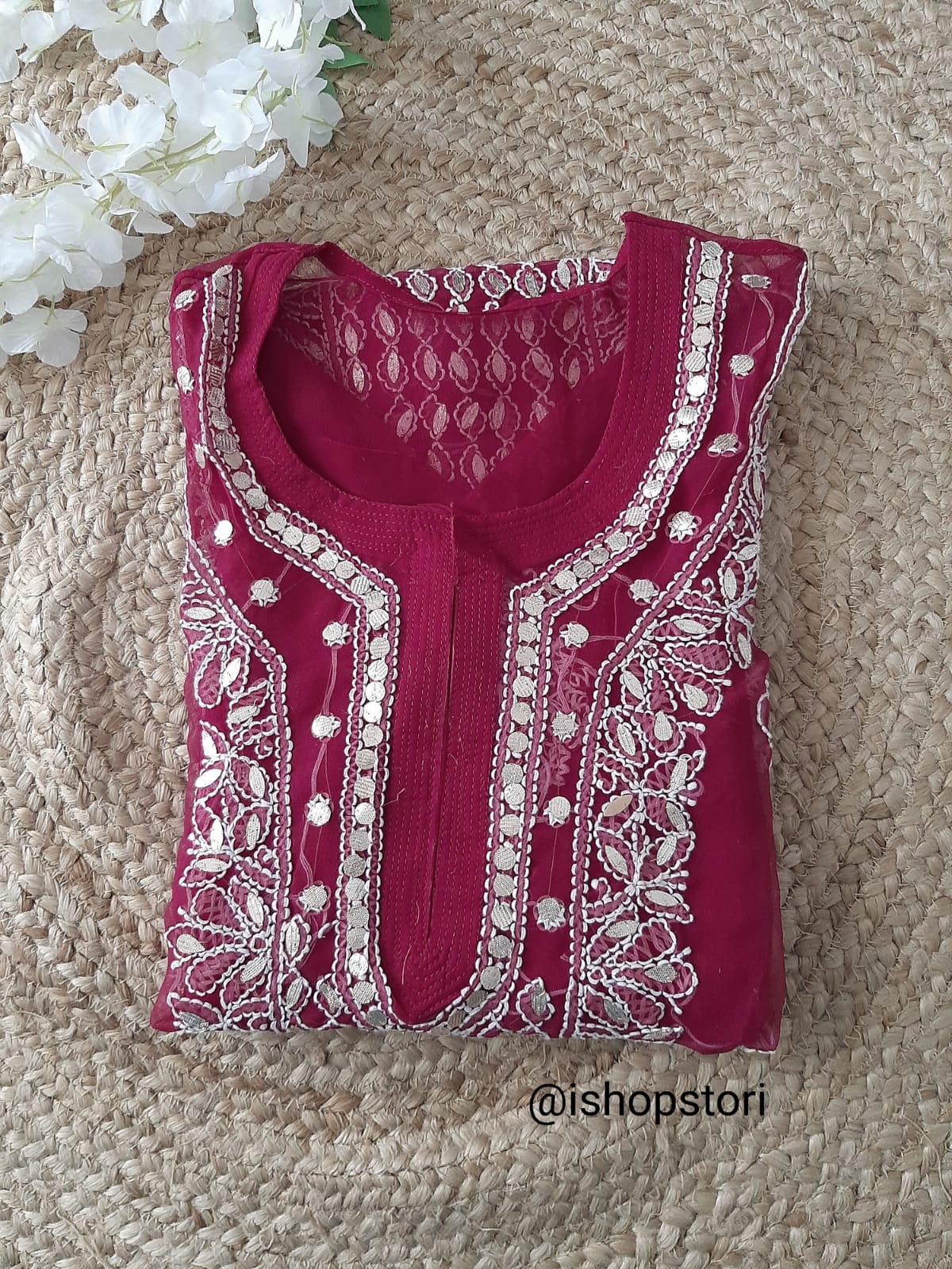 Gargi Panel Georgette Handcrafted Gota Patti Chikankari Kurti With Inner