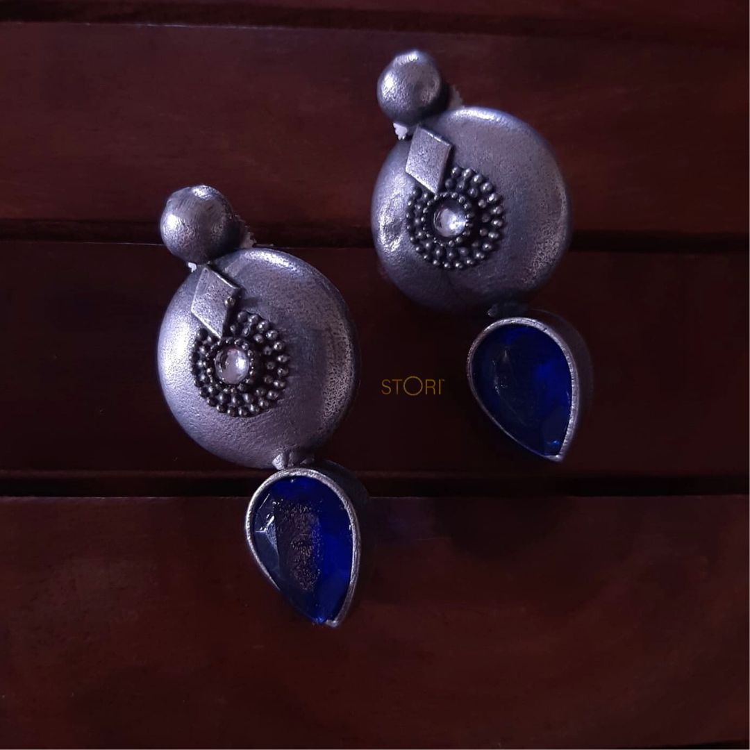 Neepa Silver Look Alike Oxidised Earrings